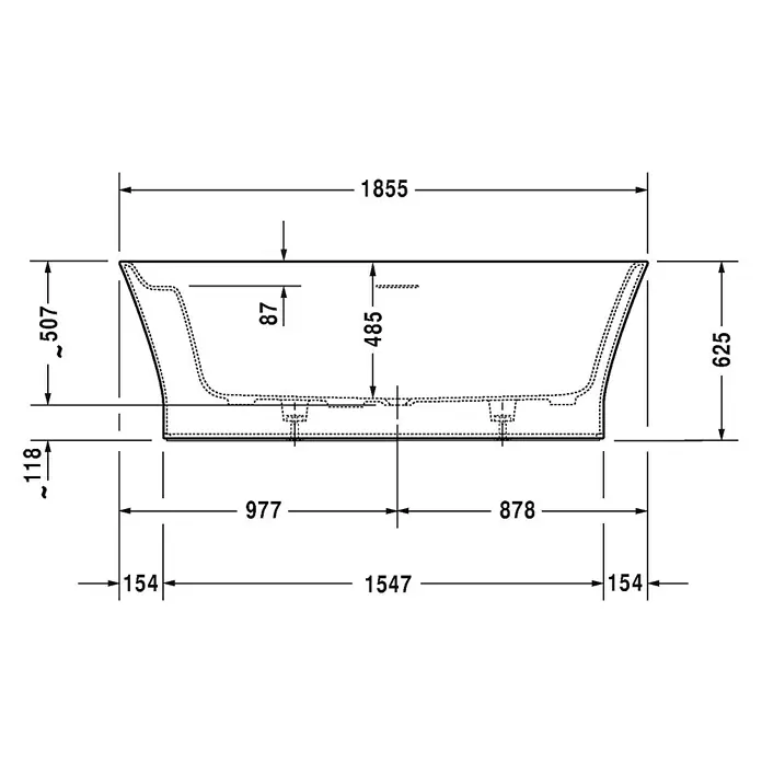 Duravit Cape Cod Freistehende Badewanne - 185,5 x 88,5 cm, Mineralguss, Weiß - Vorderansicht