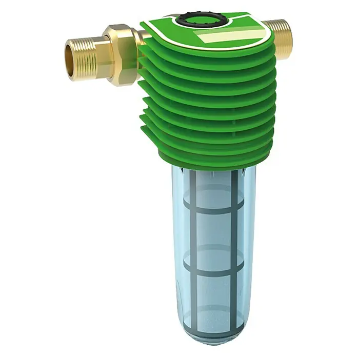 Grünbeck Feinfilter Boxer KX - ¾″, Einbaulänge: 185/100 mm (mit/ohne Verschraubung) - Vorderansicht