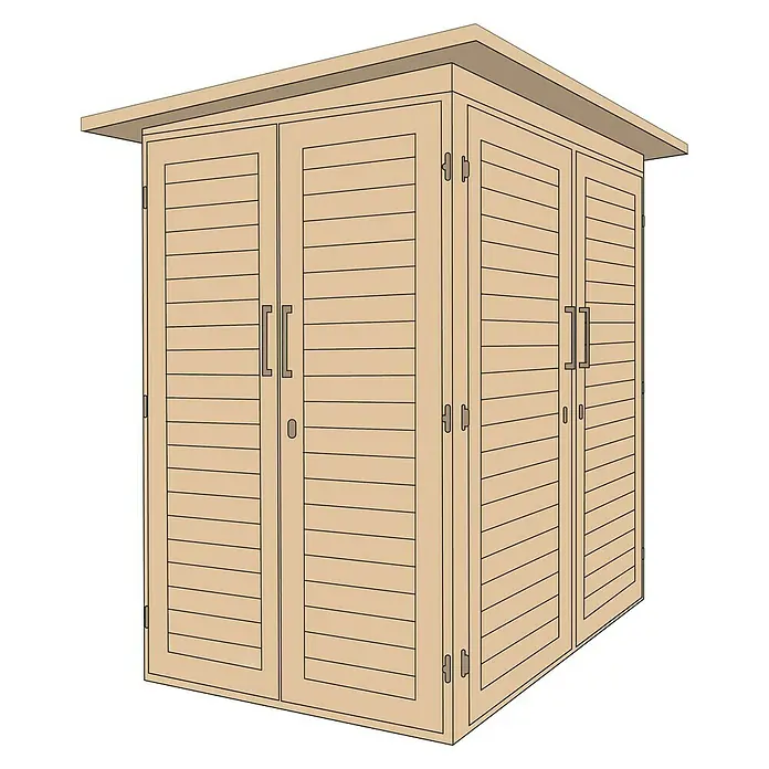 Weka GartenQ Geräteschrank Kompakt - Außenbreite inkl. Dachüberstand: 224 cm, Außentiefe inkl. Dachüberstand: 155 cm, Holz, Natur