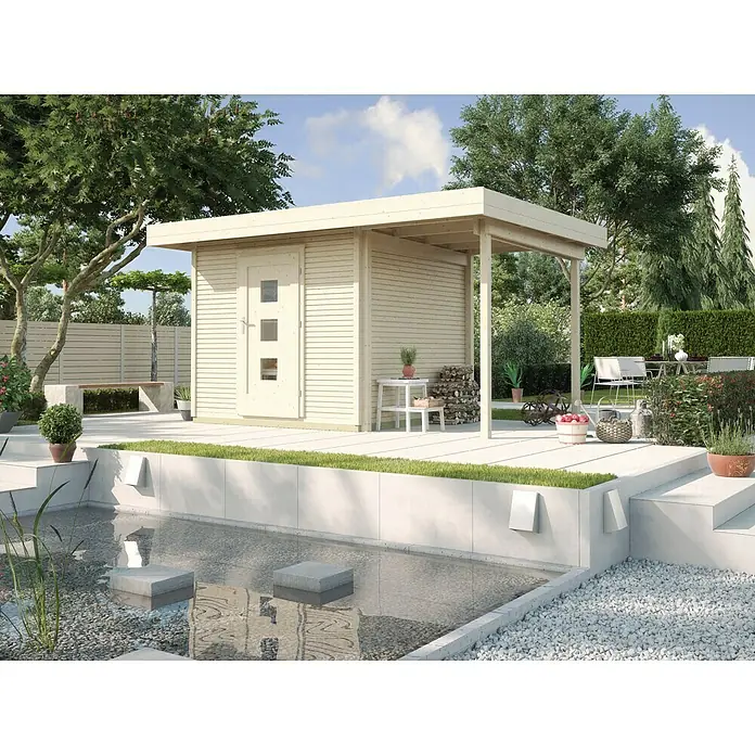 Weka Gerätehaus Weka Line A - 399 x 284 cm, Holz, Natur - Stimmungsaufnahme
