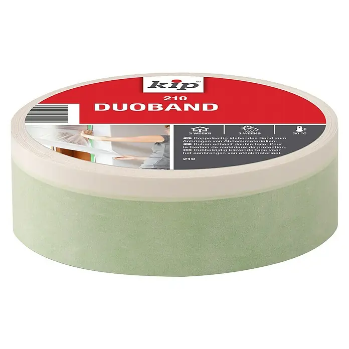 Kip Duoband 210 - Beidseitig klebend, 25 m x 25 mm x 0,12 mm, Weich-PVC, Temperaturbeständigkeit: Bis 90 °C - Vorderansicht