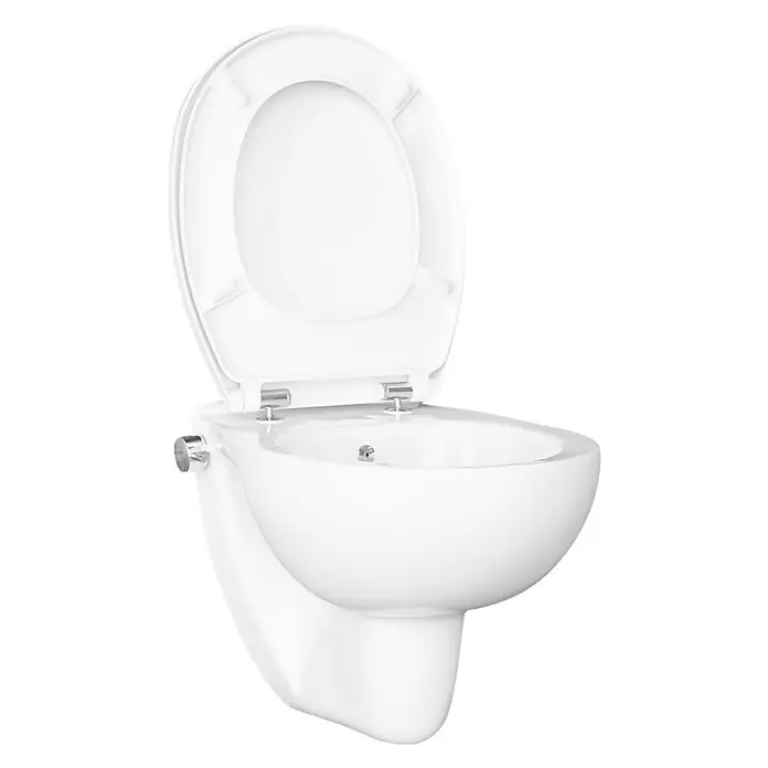 Wand-Dusch-WC Tek - Mit Spülrand, Mit antibakterieller Glasur, Spülform: Tief, WC Abgang: Waagerecht, Weiß - Vorderansicht