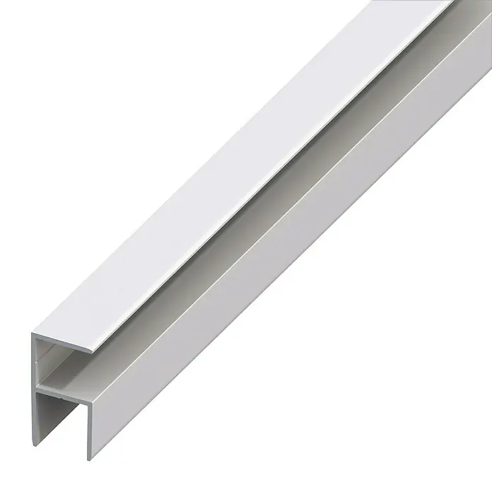 Clampline Eckprofil - 1.000 x 9,9 x 21,7 mm, Geeignet für: 10 mm Plattenstärke, Aluminium, Silber - Linke Seitenansicht