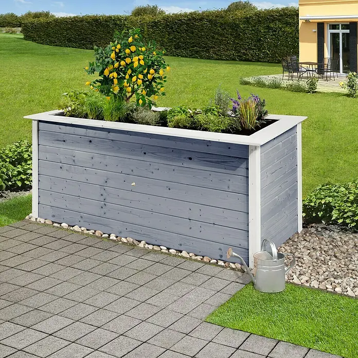 Weka Profi-Hochbeet 669 C - 205 x 80 x 81 cm, Fichte, Grau, Weiß