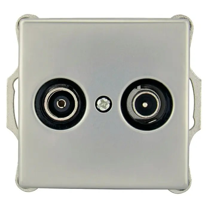 Voltomat FERA Antennendose - Silber, 3-fach, Edelstahl, Unterputz - Vorderansicht