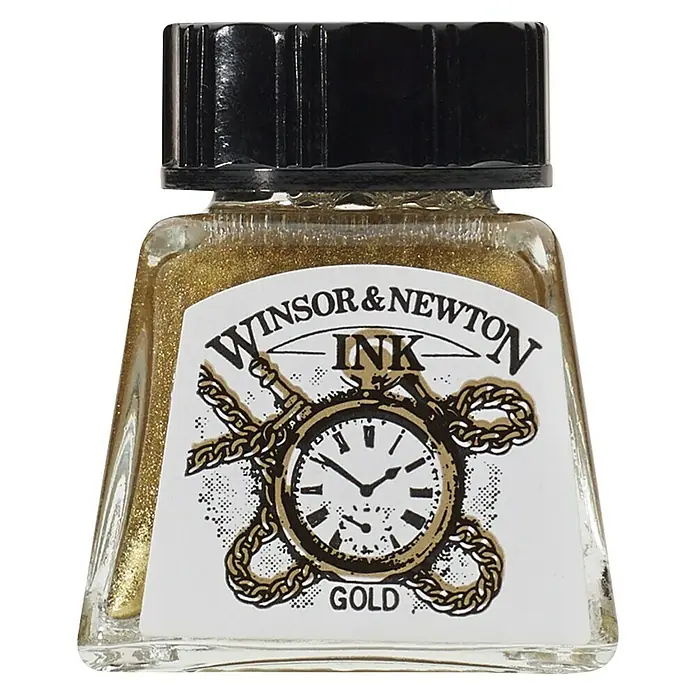 Winsor & Newton Tinta za crtanje - Zlatne boje, 14 ml, Boca - Pogled sprijeda
