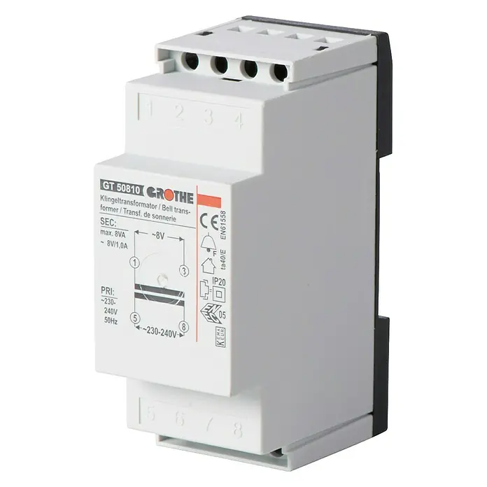 Grothe Klingeltrafo - 230 - 240 V/50 Hz, 8 V ~ 1 A, Fail-Safe