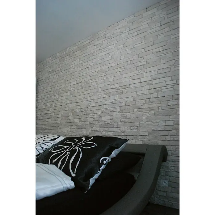 Wandverkleidung Cornelie - L x B: 39 x 11,2 cm, Grau/Beige, Steinoptik