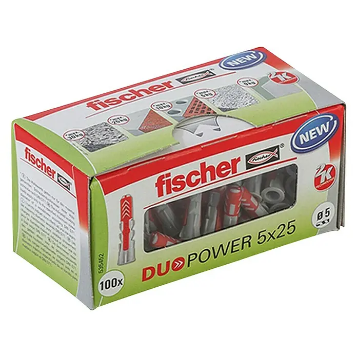 Fischer Asortiman tipli - Promjer tiple: 5 mm, Duljina tiple: 25 mm, 100 kom, S rubom, Svi građevni materijali - Pogled sprijeda