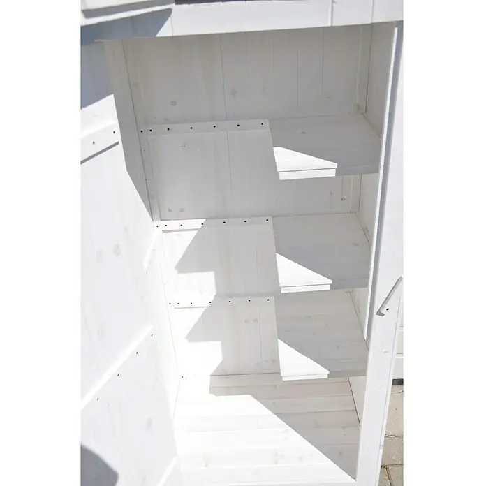 Leco Gartenschrank Vintage - 77 x 55 x 179 cm, Weiß - Detailaufnahme