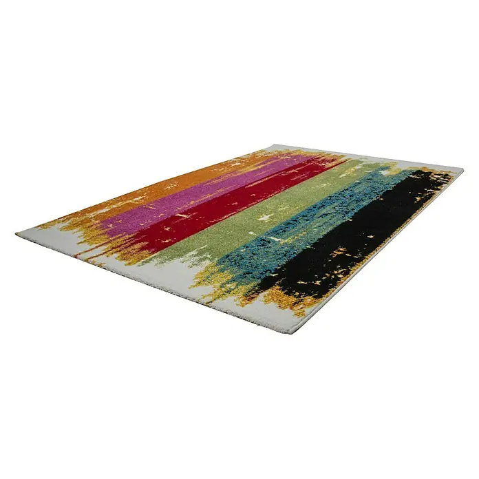 Kayoom Teppich Caribbean 232 - Weiß, Grün, Blau, Rot, Schwarz, Pink, L x B: 150 x 80 cm, 100% Polypropylen - Ansicht von oben