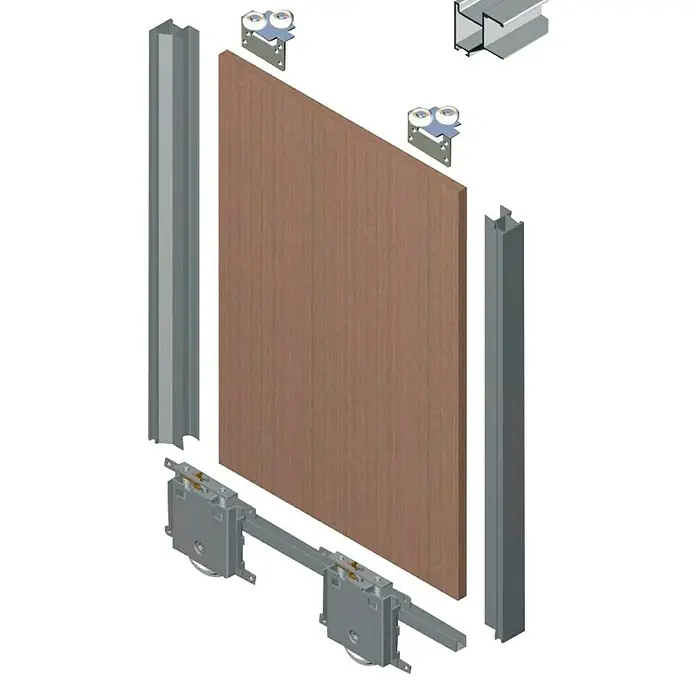 Herraje para puerta corredera de armario RT16 - Largo: 250 cm, Blanco