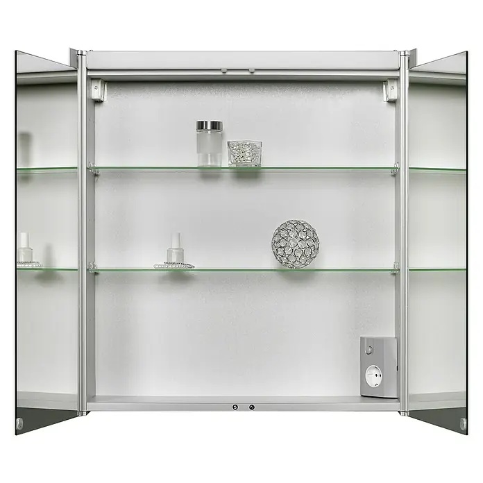 Jokey Spiegelschrank Tromsö - B x H: 63 x 69 cm, Mit Beleuchtung, MDF, Aluminium