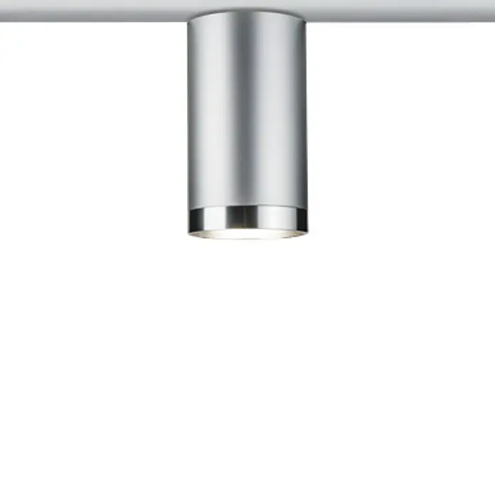 Paulmann URail LED-Spot Tube - Chrom, Chrom matt, GU10, Ø x H: 6,5 x 11,2 cm - Vorderansicht