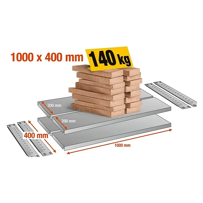 Scholz System Fachboden-Set - 1.000 x 400 mm, Traglast: 140 kg/Boden - Anwendungsbeispiel