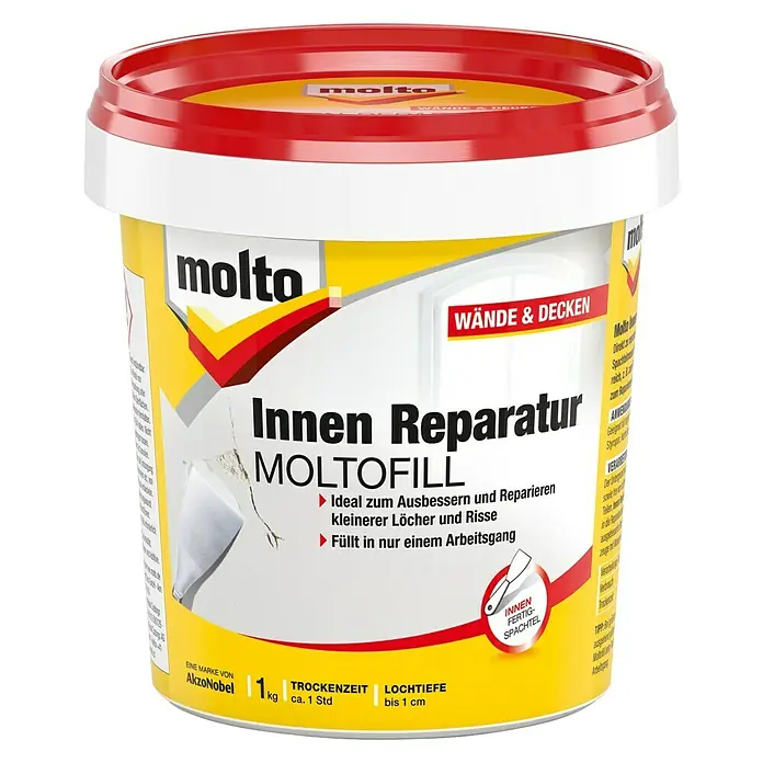 Molto Fertigspachtel Reparatur Moltofill - 1 kg, Dose - Vorderansicht