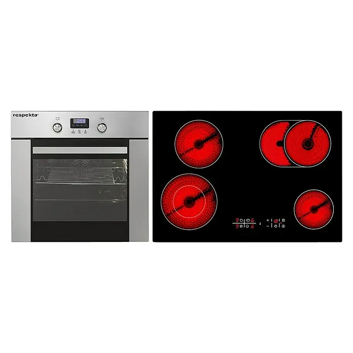 Respekta Premium Küchenbar BERP320HWWC - Breite: 320 cm, Front: Weiß Hochglanz, Mit Elektrogeräten - Vorderansicht