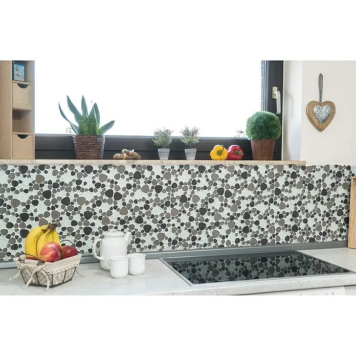 Mosaikfliese Kiesel Crystal Mix XCM PG66 - 29,9 x 29,9 cm, Braun/Beige/Weiß, Glänzend - Stimmungsaufnahme