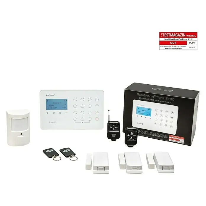 Safe2Home Alarmanlagen-Set SP110 Basis - Ohne Außensirene, L x B x H: 195 x 136 x 31 mm - Vorderansicht
