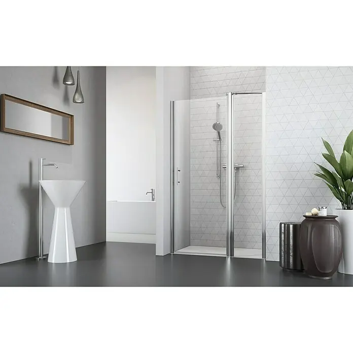 Camargue Vario Nischendusche S3+S16+S9 - 150 x 195 cm, Stärke: 6 mm, Silber - Vorderansicht