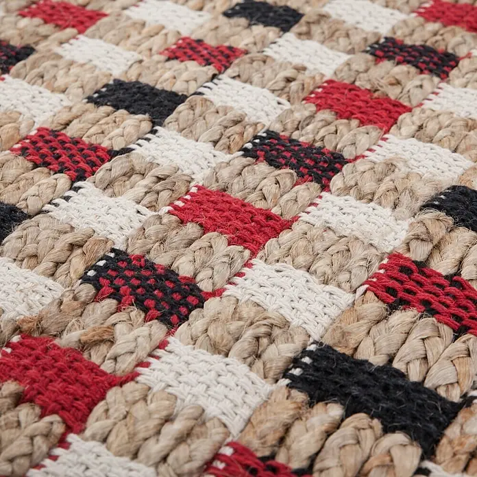 Kayoom Teppich Chess 110 - Natur/Creme, 170 x 120 cm, 100% Jute-/Baumwollmischung - Detailaufnahme