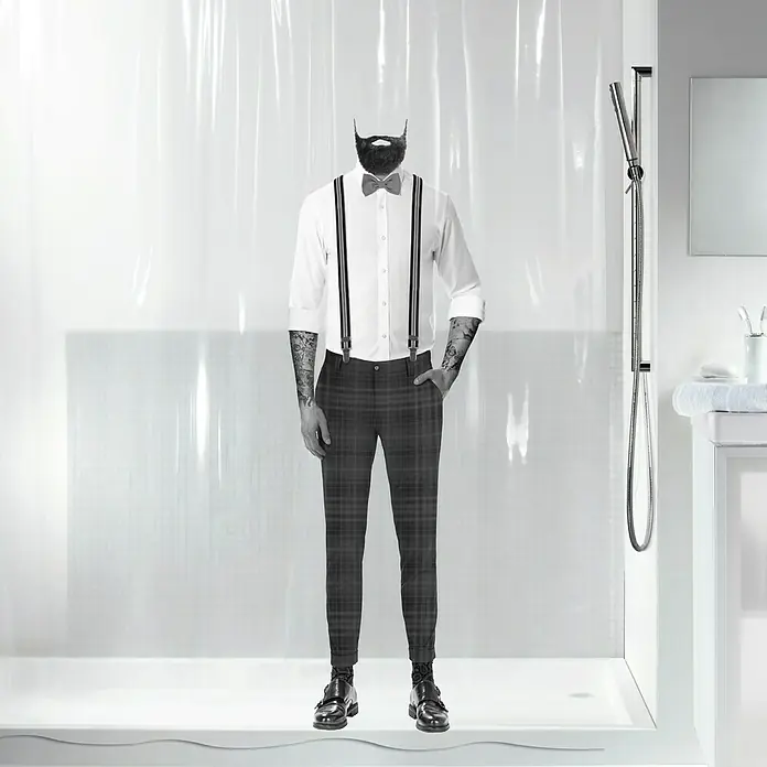 Spirella Cortina de baño Peva Dandy - An x Al: 180 x 200 cm, Transparente, Gris