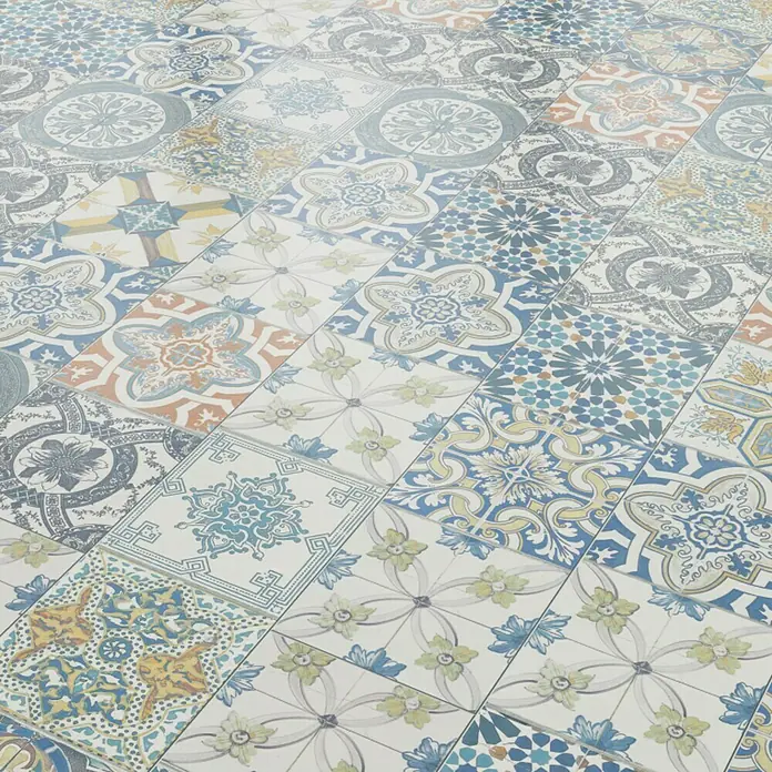 Laminat Portogallo Blu - 1.286 x 160 x 8 mm, Fliesenoptik - Linke Seitenansicht