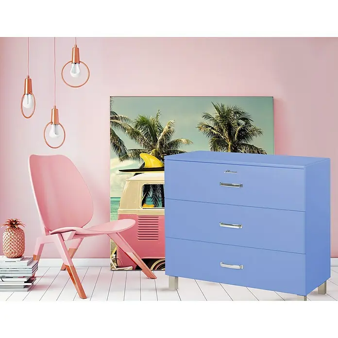 Phönix Miami Kommode - L x B x H: 43 x 97,6 x 88,8 cm, Hellblau, Anzahl Schubladen: 3 Stk. - Stimmungsaufnahme