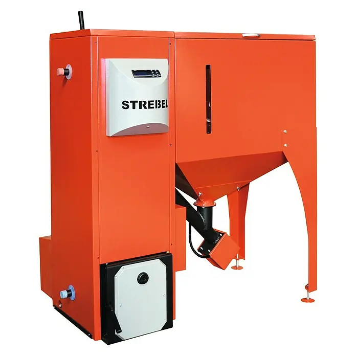 Strebel Pelletskessel Biotec 25S - 8 kW - 25 kW, Fassungsvermögen: 500 l, Pelletsbehälter links
