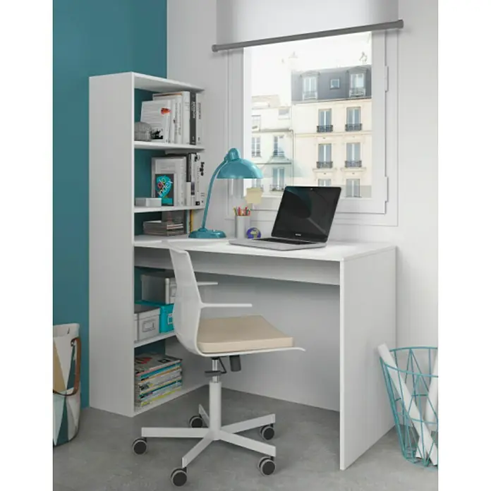 Escritorio con estantería Duplo - L x An x Al: 53 x 120 x 144 cm, Blanco