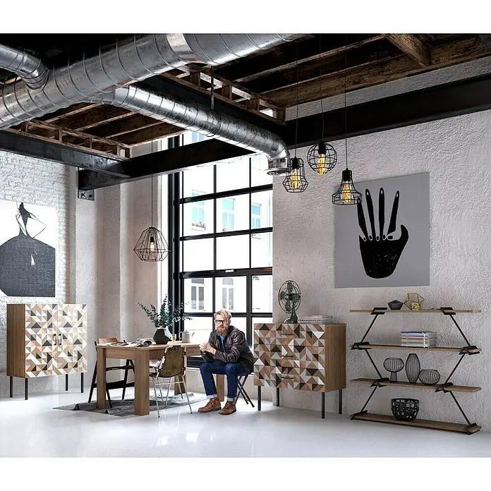 Phönix Regal Babylon - L x B x H: 30 x 120 x 134 cm, Eiche, Traglast: 10 kg/Boden - Stimmungsaufnahme