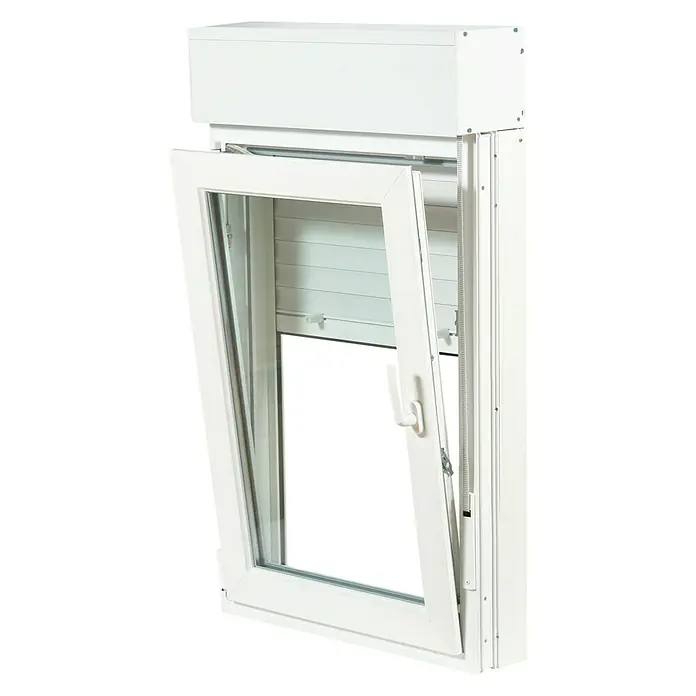 Solid Elements Ventana de PVC 1 hoja practicable-oscilobatiente - 70 x 118 cm, Apertura según normativa: Izquierda, Blanco, Con persiana