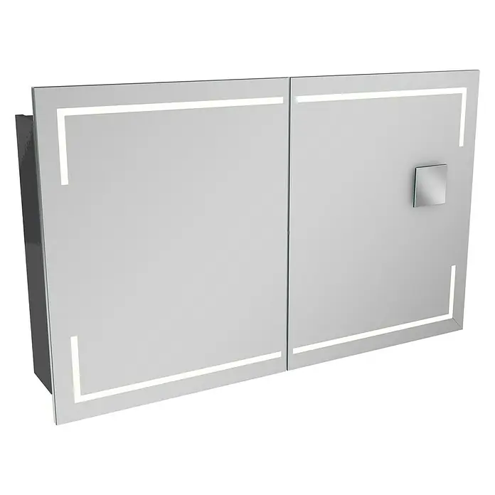 Camargue Stella LED-Spiegelschrank - B x H: 120 x 73,7 cm, Mit Beleuchtung, Mit eckigen Kanten, Spanplatte, Grafit - Linke Seitenansicht