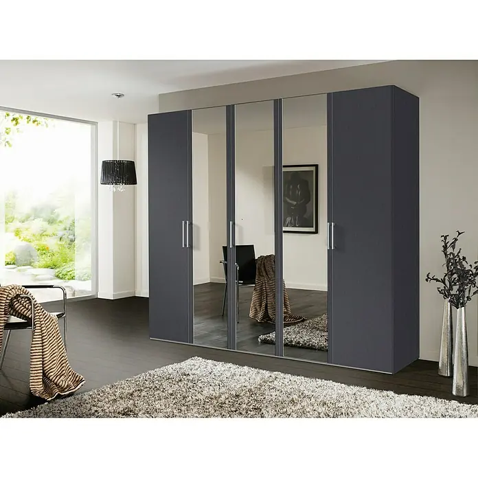 Express Möbel Drehtürschrank Brooklyn - L x B x H: 58 x 250 x 216 cm, Graphit, 3 Spiegel - Stimmungsaufnahme