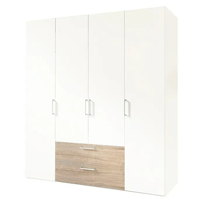 Express Möbel Kleiderschrank Brooklyn - L x B x H: 58 x 200 x 216 cm, Weiß/Sonoma Eiche, Ohne Spiegel, Anzahl Schubladen: 2 Stk. - Rechte Seitenansicht