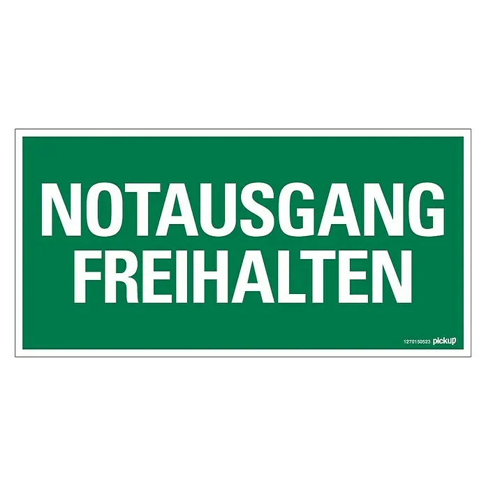 Pickup Fluchtwegschild - Motiv: Notausgang freihalten, L x B: 30 x 15 cm - Draufsicht