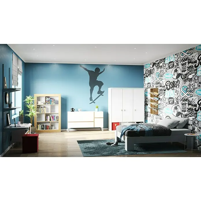 Phönix Wandregal-Set Staxx Büro - L x B x H: 62 x 85 x 223 cm, Traglast: 20 kg/Boden, Weiß/Grau - Stimmungsaufnahme