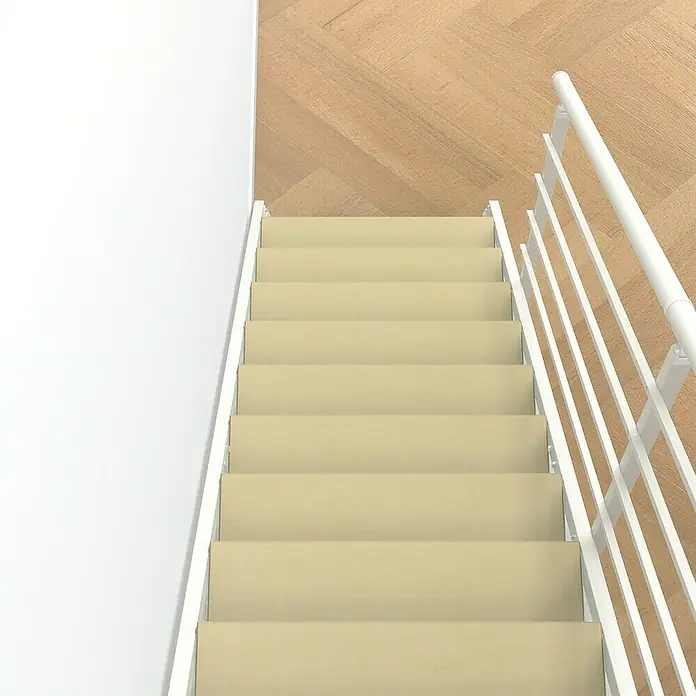 Fontanot Wangentreppe Pop - Breite: 80 cm, Weiß, Farbe Stufen: Birke Natur, Geschosshöhe: 260 cm - 303 cm - Ansicht von unten