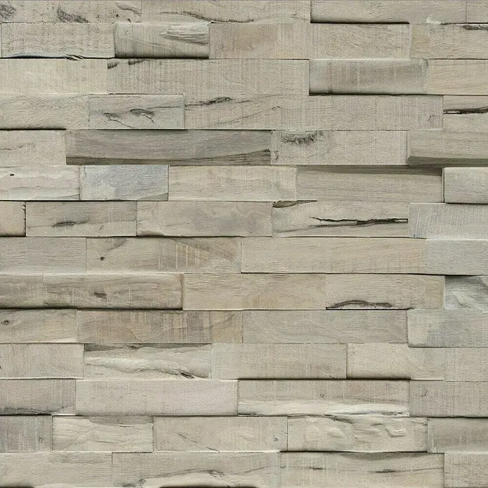 Indo Houten paneel Indo 3D Wall Slimwood Gun Smoked - Hevea, 560 x 200 x 8 mm, 9 panelen - Vooraanzicht
