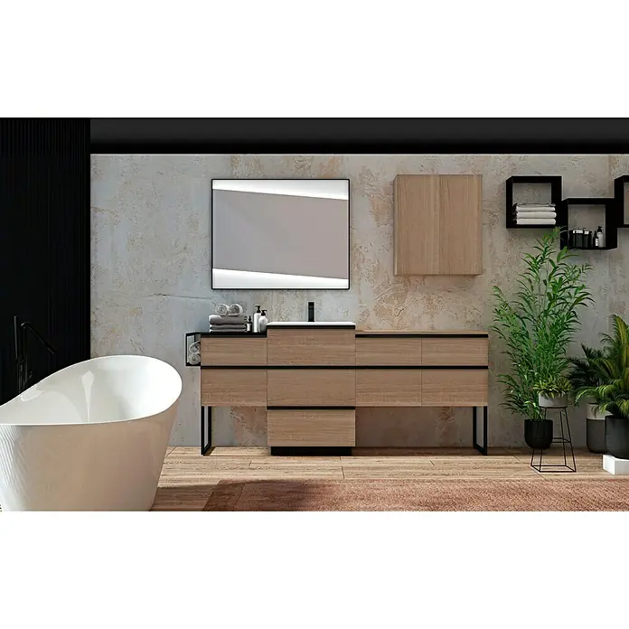 Baden Haus Qubo Ablage Seitenschrank - 46 x 45 cm, Spanplatte, Eiche Bruges