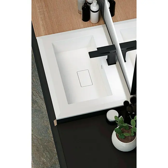 Baden Haus Qubo Waschbecken - B x L: 61 x 46 cm, Mitte, Mit Überlauf