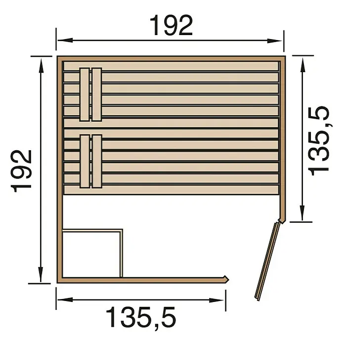 Weka Massivholzsauna Laukkala 3 GTF - Ohne Ofen, 192 x 192 x 200 cm - Ansicht von oben