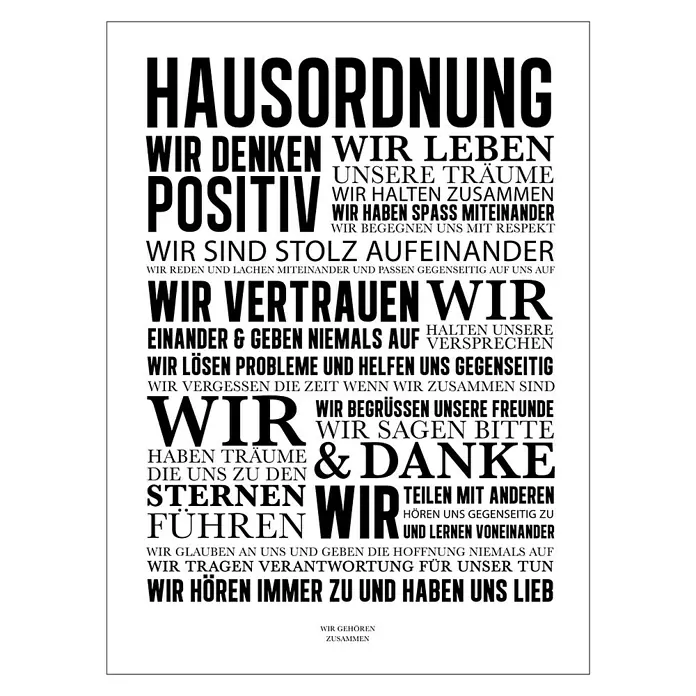 ProArt Type Hype Leinwandbild - Hausordnung II, B x H: 60 x 80 cm - Vorderansicht