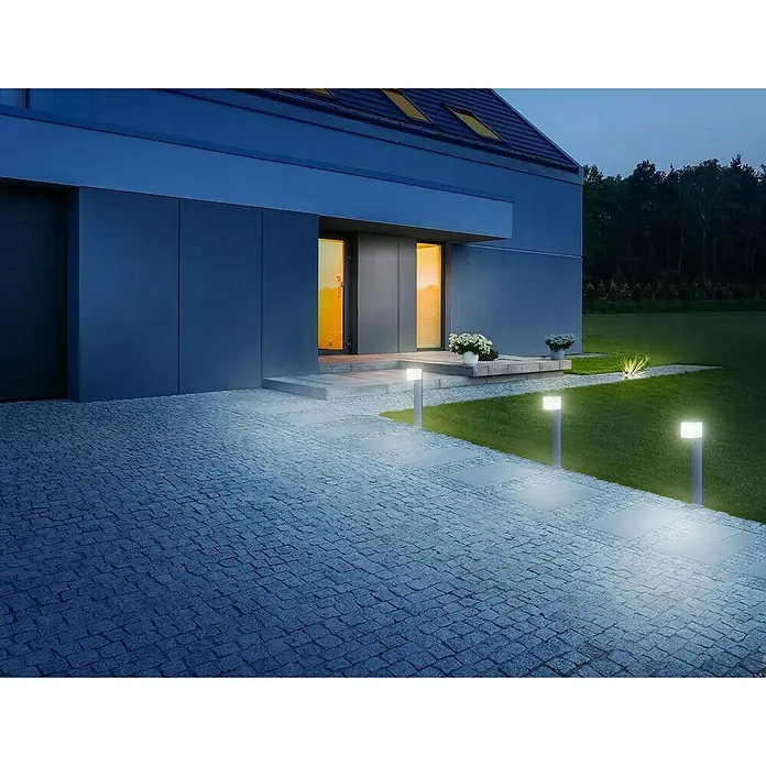 Steinel Sensor-LED-Außenwegeleuchte GL 80 LED iHF - Anthrazit, L x B x H: 13,2 x 11 x 63,25 cm - Stimmungsaufnahme