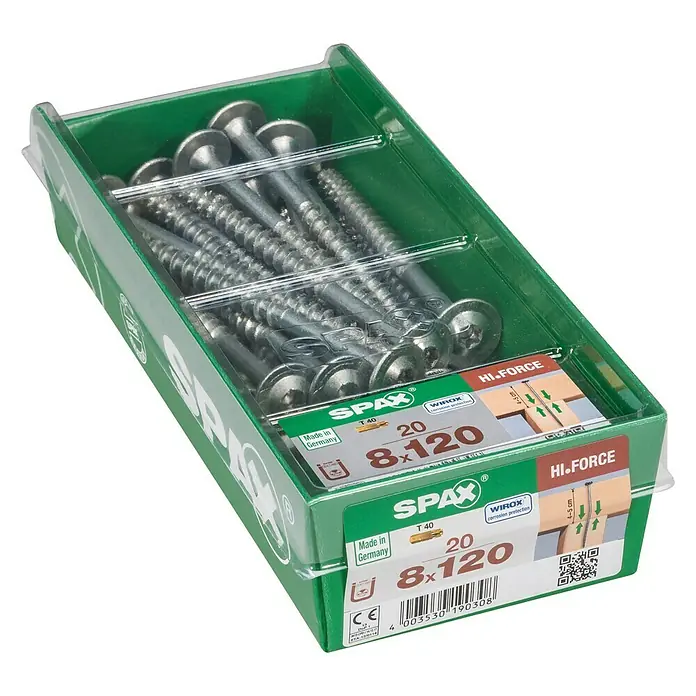 Spax Tellerkopfschraube HI.FORCE - Ø x L: 8 x 120 mm, WIROX Oberfläche, T-Star plus, 20 Stk. - Linke Seitenansicht