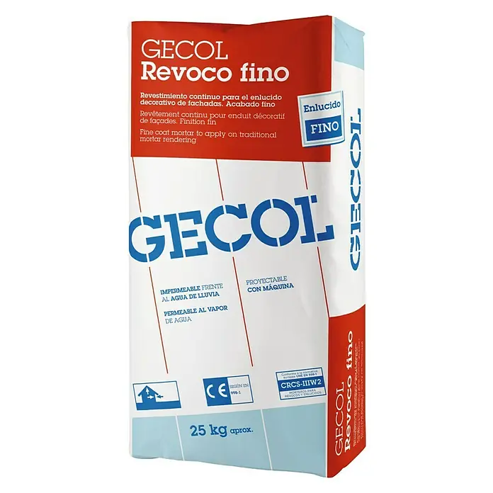 Gecol Mortero para fachada Revoco fino - 25 kg, Blanco