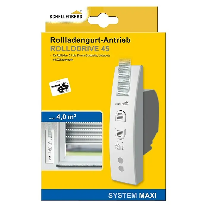 Schellenberg Rollladen-Gurtwickler Rollo Drive 45 - Unterputz, Gurtbreite: 23 mm, Lochabstand: 135 mm - 165 mm - Vorderansicht