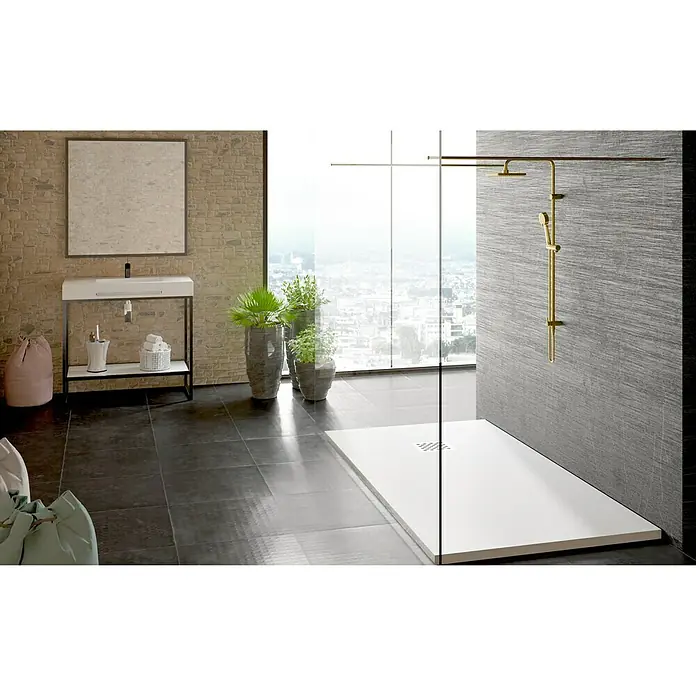 Plato de ducha Terra - L x An: 70 x 180 cm, Blanco