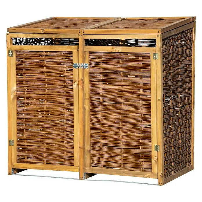 Dobar Mülltonnenbox Verkleidung - 137 x 83 x 132 cm, Geeignet für: 2 Mülltonnen - Vorderansicht