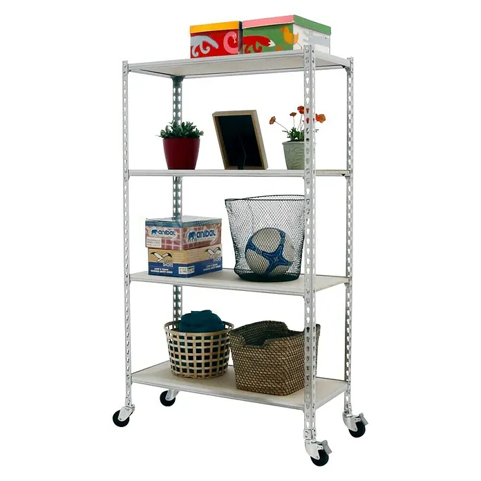 Simonrack Maderclick Estantería metálica Mobile Mini - L x An x Al: 30 x 80 x 150 cm, Capacidad de carga: 150 kg/balda, Número de baldas: 4 ud., Galvanizado